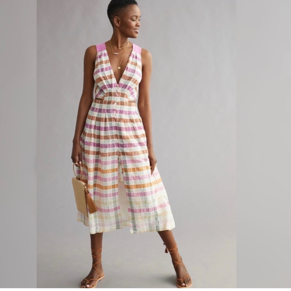 Anthropologie Ombré Plaid Midi Dress